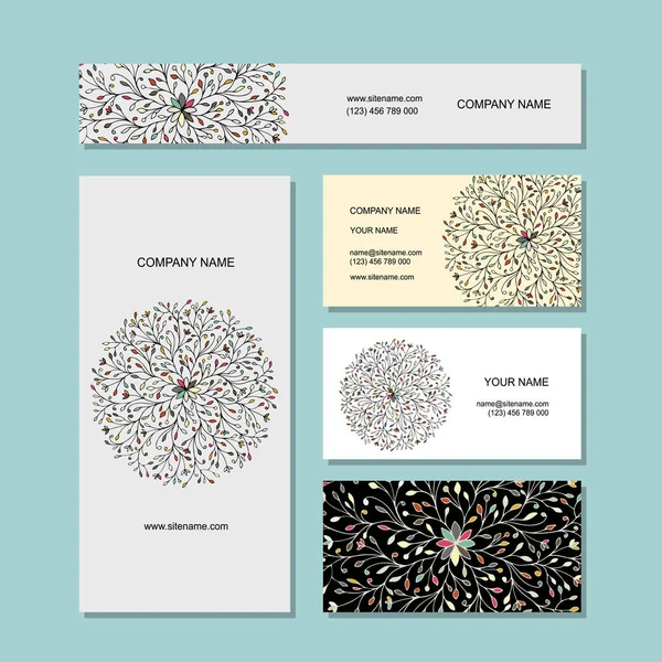 Business card design, floral mandala — Stock Vector