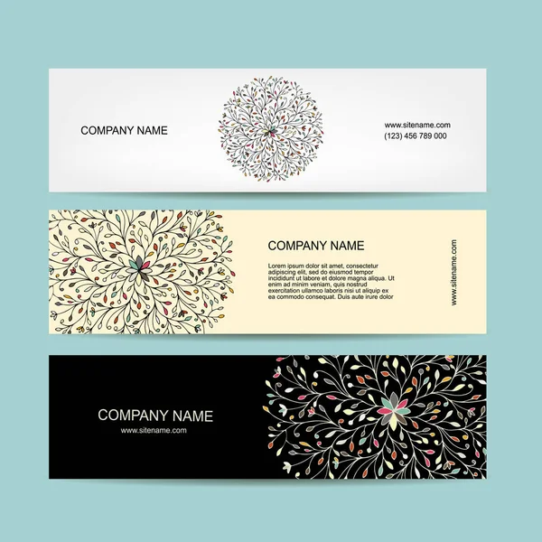 Collezione banner, mandala floreale design — Vettoriale Stock