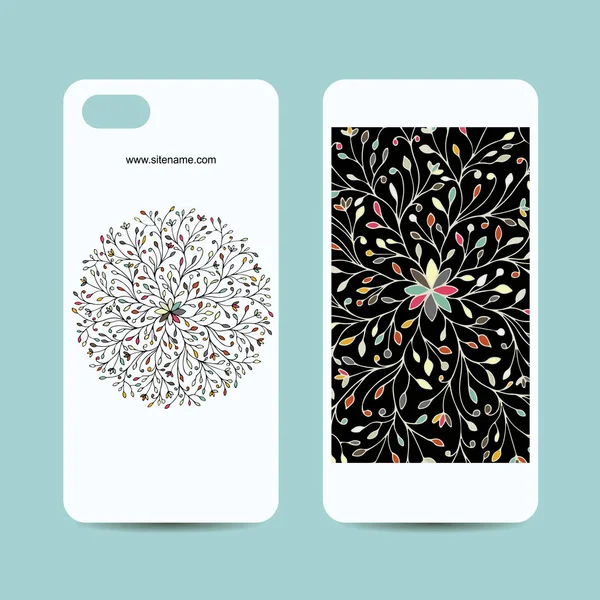 Disegno della copertura del telefono cellulare, mandala floreale — Vettoriale Stock