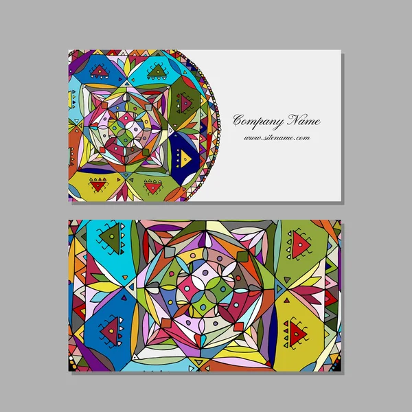 Diseño de tarjetas de visita, mandala étnico — Vector de stock