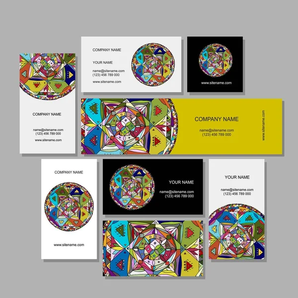 Σχεδιασμός επαγγελματικές κάρτες, εθνοτικές μάνταλα — Διανυσματικό Αρχείο
