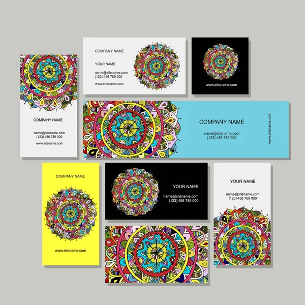 Σχεδιασμός επαγγελματικές κάρτες, floral μάνταλα — Διανυσματικό Αρχείο