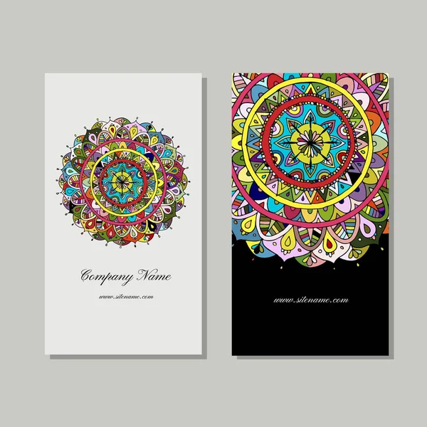 Diseño de tarjetas de visita, mandala floral — Vector de stock