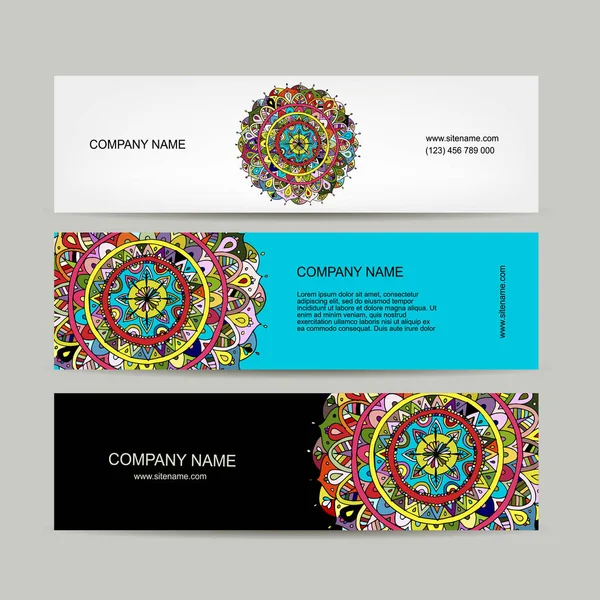 Banners design, blommig mandala — Stock vektor