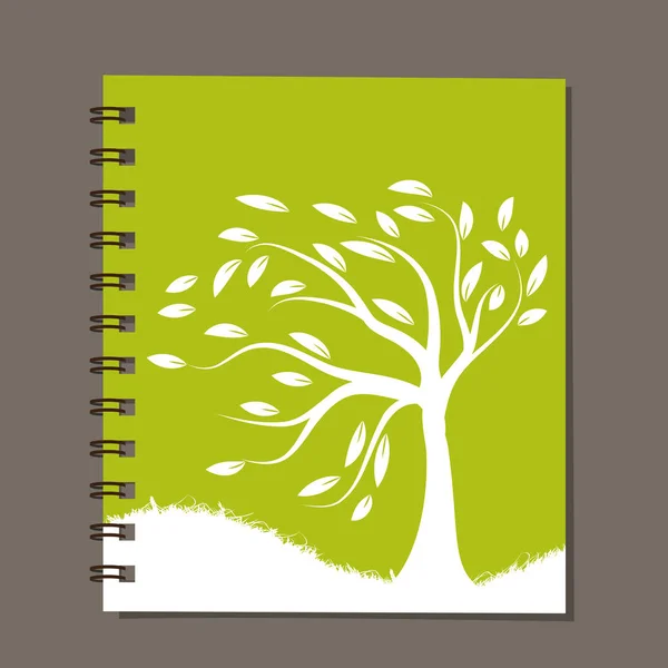 Notebook, abstract tree design — Stock Vector