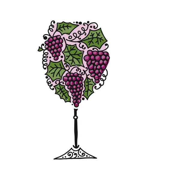 Verre à vin, croquis pour votre design — Image vectorielle