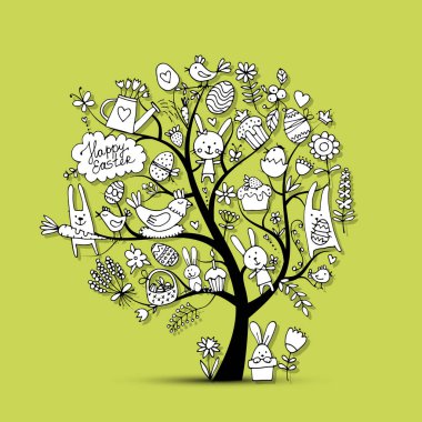 Paskalya tatili ağaç, tasarımınız için kroki
