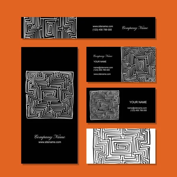 Σχεδιασμός επαγγελματικές κάρτες, πλατεία λαβύρινθος — Διανυσματικό Αρχείο