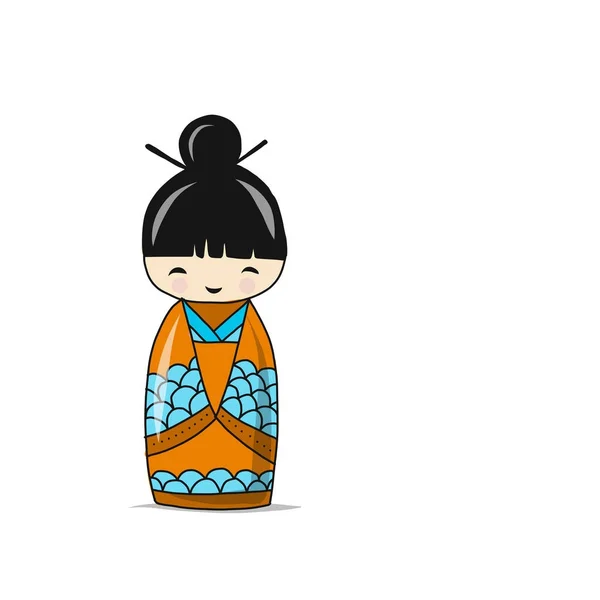 Japanese doll, sketch for your design — Stock Vector