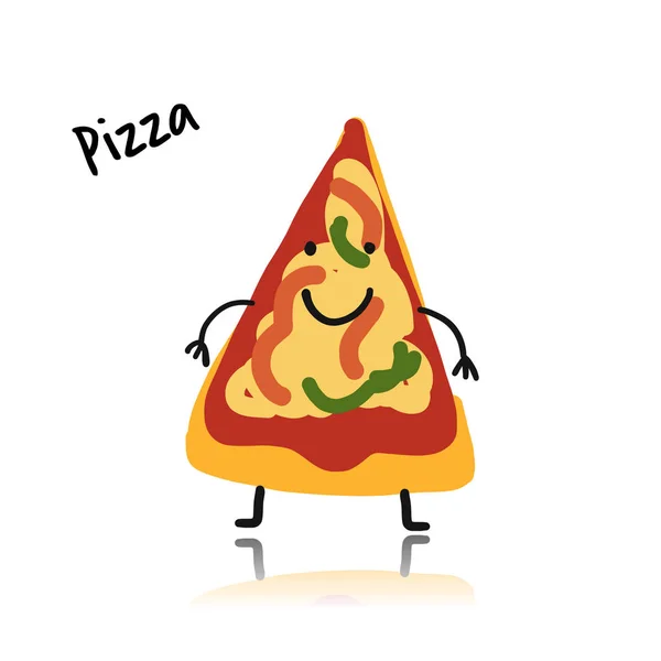 Carácter rebanada de pizza, boceto para su diseño — Vector de stock