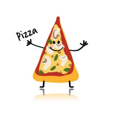 Pizza dilimi karakter, tasarımınız için kroki