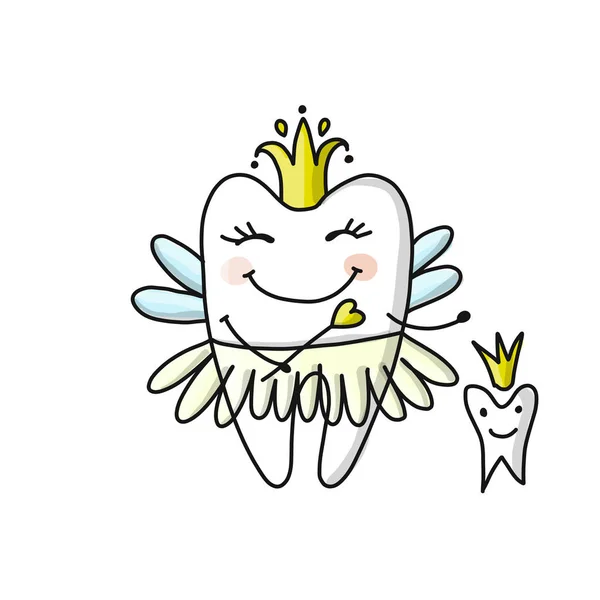 Diş perisi, tasarımınız için kroki — Stok Vektör
