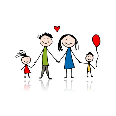 Tasarımınız için mutlu aile, kroki