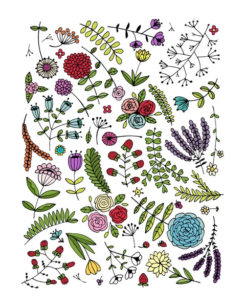 Motif floral, croquis pour votre design — Image vectorielle