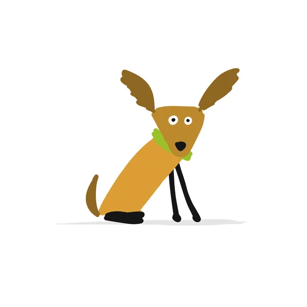 Divertido perro pequeño, boceto para su diseño — Vector de stock