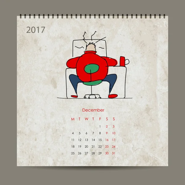 Ζωή γραφείου, σχεδιασμός ημερολογίου 2017 — Διανυσματικό Αρχείο