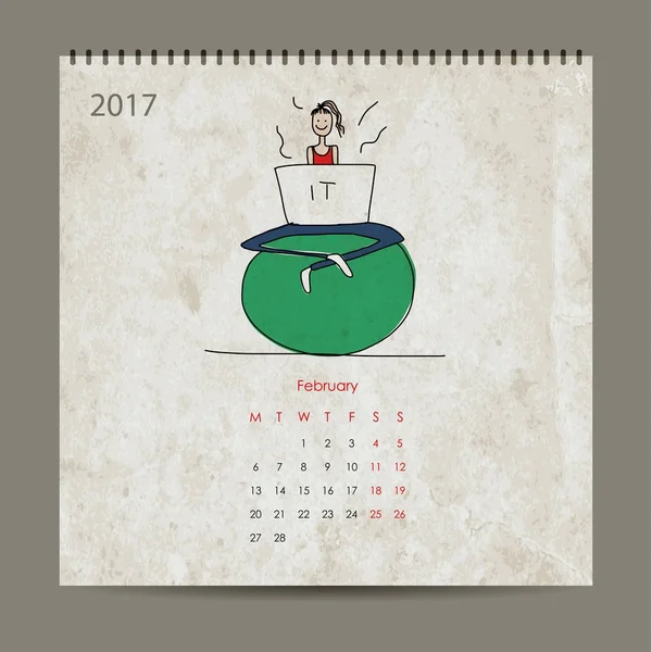 Ζωή γραφείου, σχεδιασμός ημερολογίου 2017 — Διανυσματικό Αρχείο