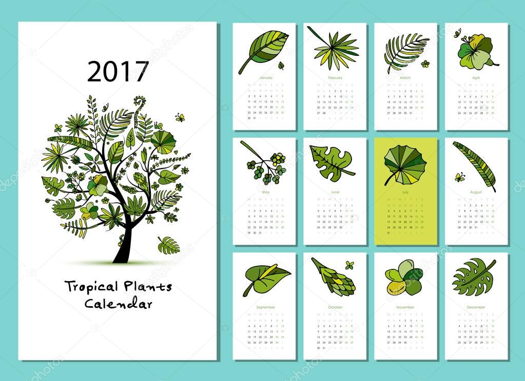 Tropical tree, calendar 2017 design