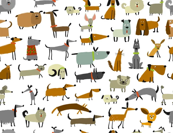 Cute dogs collection, seamless pattern for your design — Stock Vector