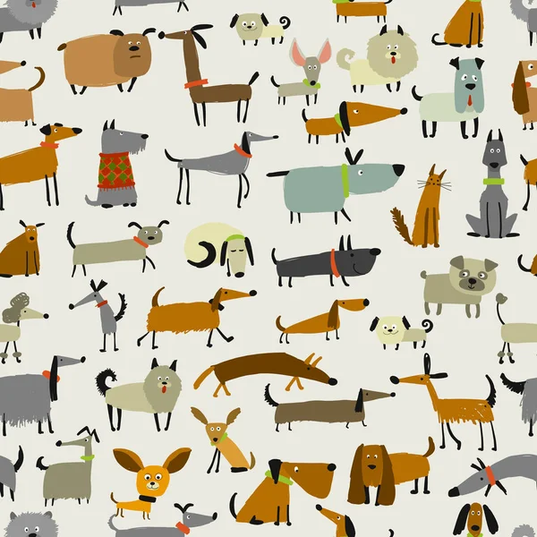 Söta hundar samling, sömlösa mönster för din design — Stock vektor