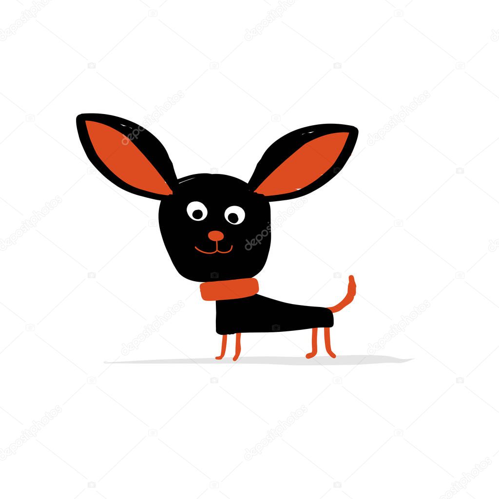 Funny small dog, sketch for your design. Vector illustration