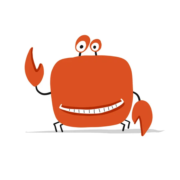 Funny crab, sketch for your design — Stock Vector