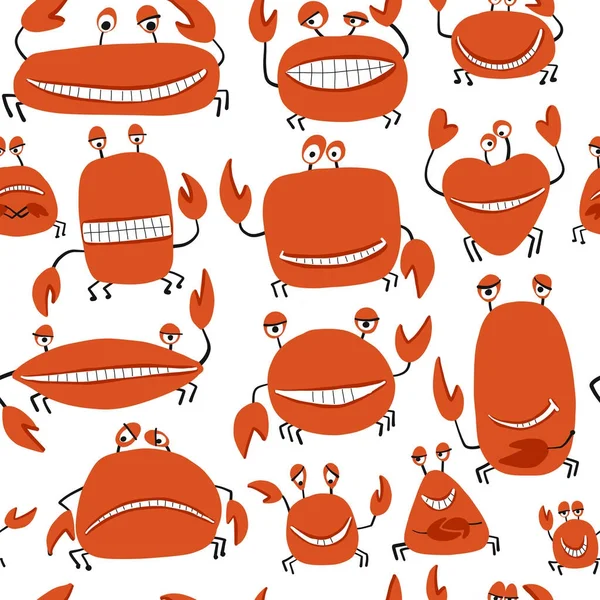 Funny friends crabs, seamless pattern for your design — Stock Vector