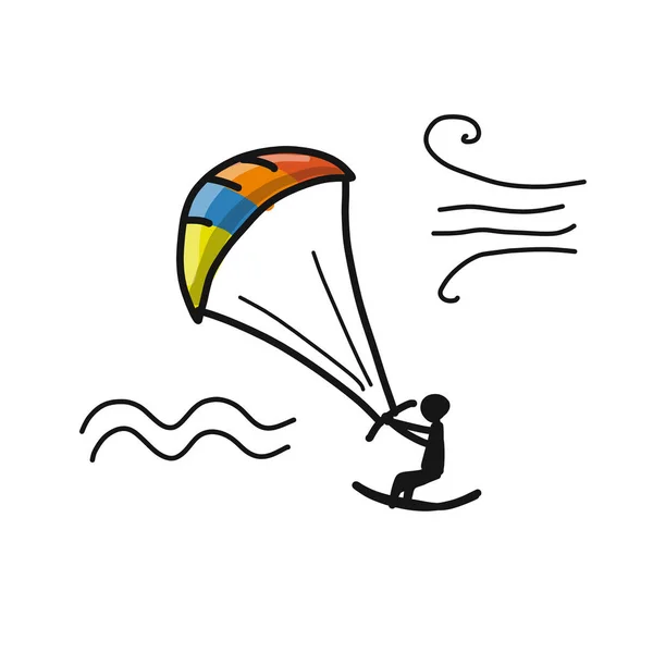 Kiteboarding, sketch for your design — Stock Vector