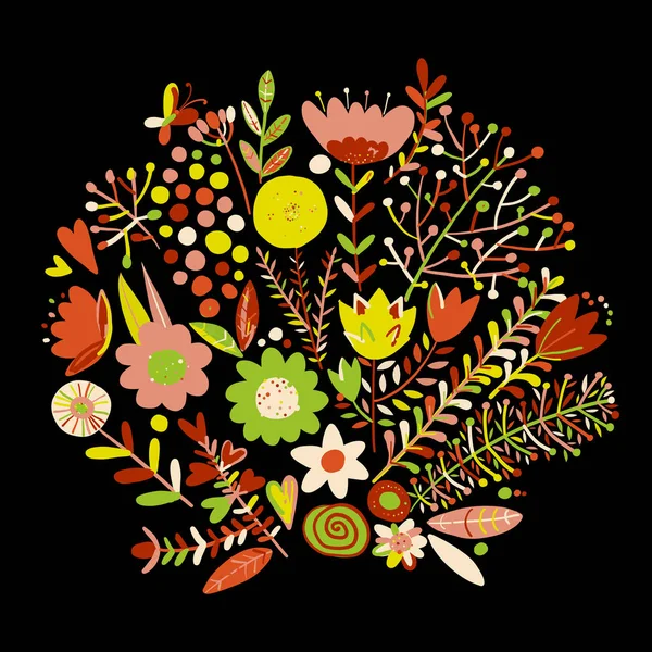 Cadre floral, croquis pour votre design — Image vectorielle