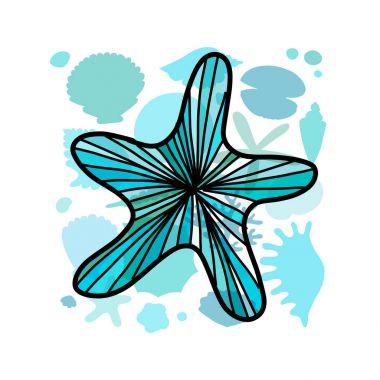 Deniz arka plan, tasarımınız için süslü deniz yıldızı