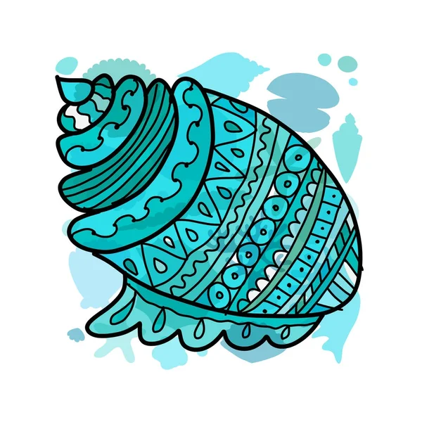 Marine background, ornate seashell for your design — Stock Vector