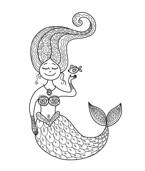 Linda sirena y pescado para su diseño — Archivo Imágenes Vectoriales