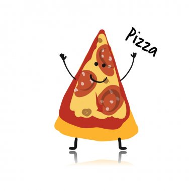 Pizza dilimi karakter, tasarımınız için kroki