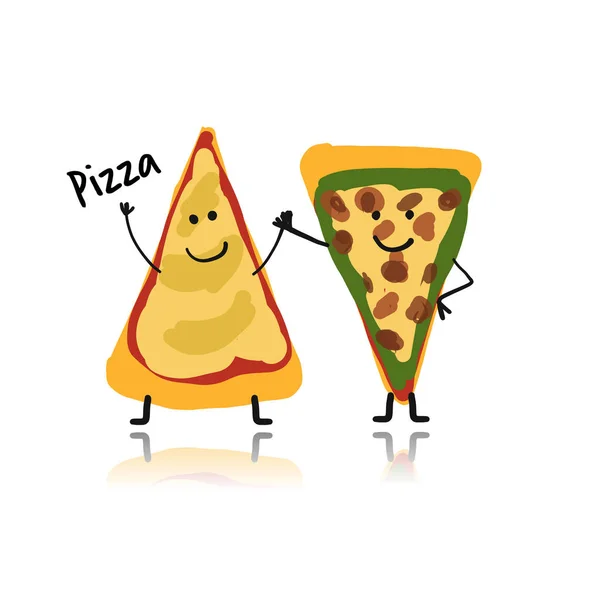 Pizza slices tecken, skiss för din design — Stock vektor