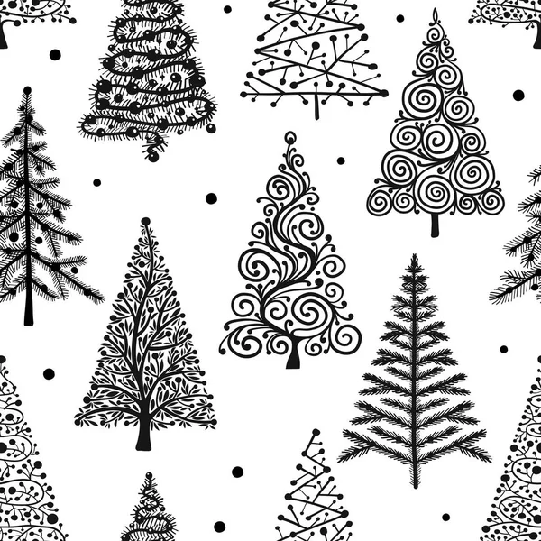 Christmas trees, seamless pattern for your design — Stock Vector