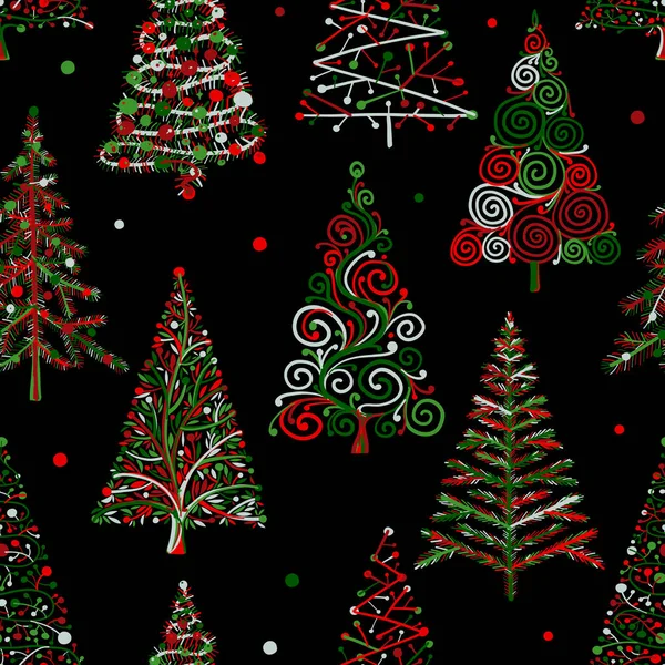 Christmas trees, seamless pattern for your design — Stock Vector