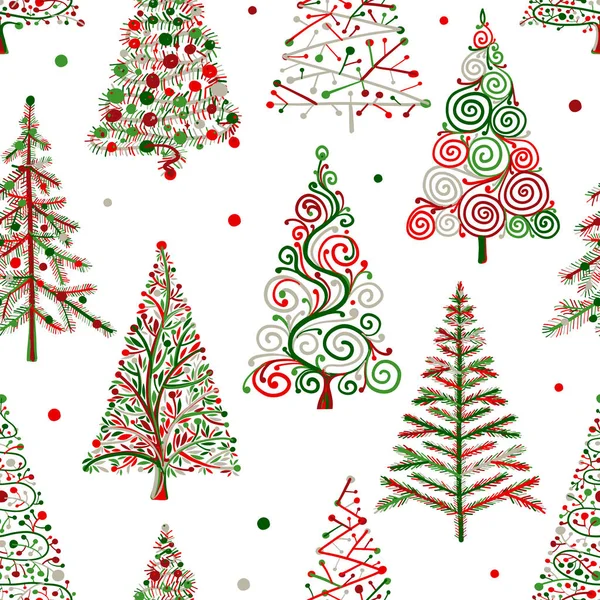 Christmas trees, seamless pattern for your design — Stock Vector