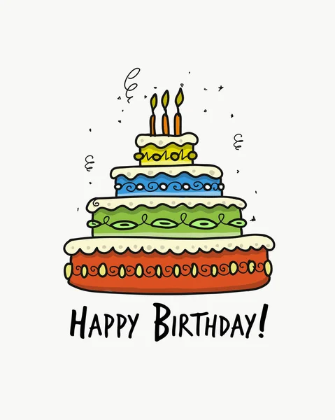 Doğum günü pastası, kartpostal tasarımınız için — Stok Vektör
