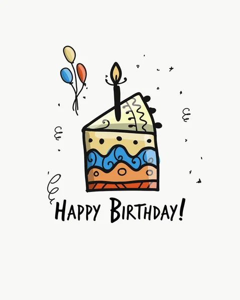 生日蛋糕, 明信片为您的设计 — 图库矢量图片