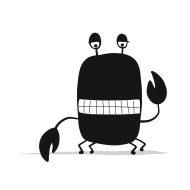 Komik Yengeç, siyah siluet tasarımınız için