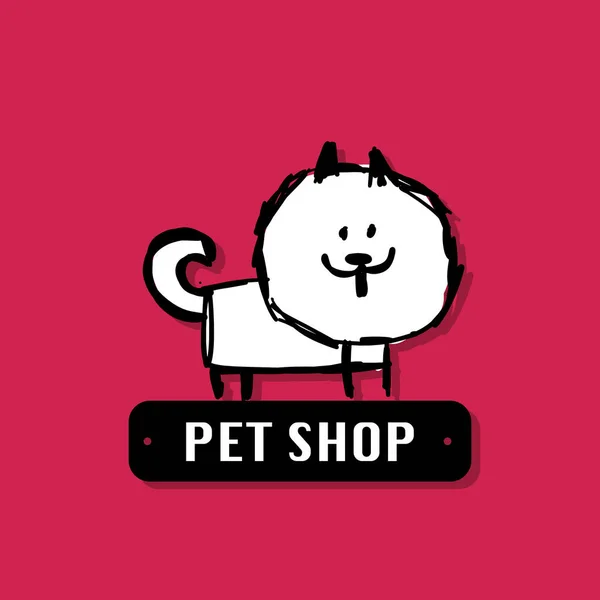 Αστείο σκύλο, κατοικίδιο ζώο κατάστημα λογότυπο για το σχεδιασμό σας — Διανυσματικό Αρχείο
