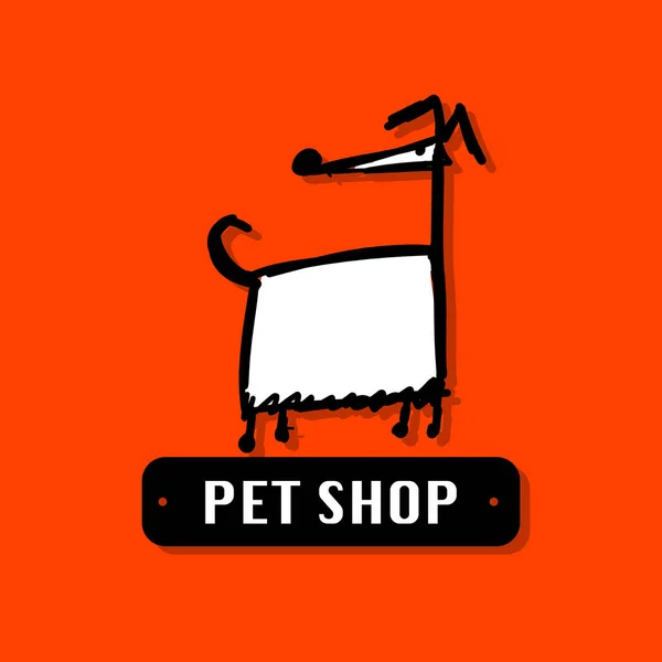 Divertido perro, logotipo de la tienda de mascotas para su diseño — Vector de stock