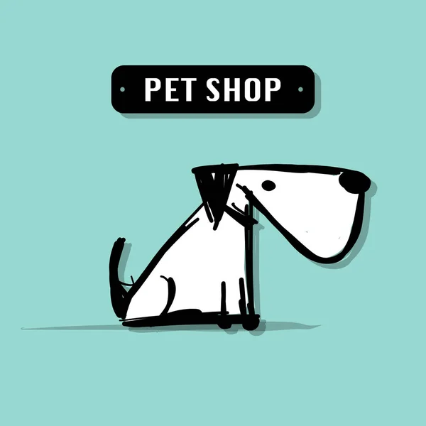 Komik köpek, evde beslenen hayvan dükkan logo tasarım için — Stok Vektör
