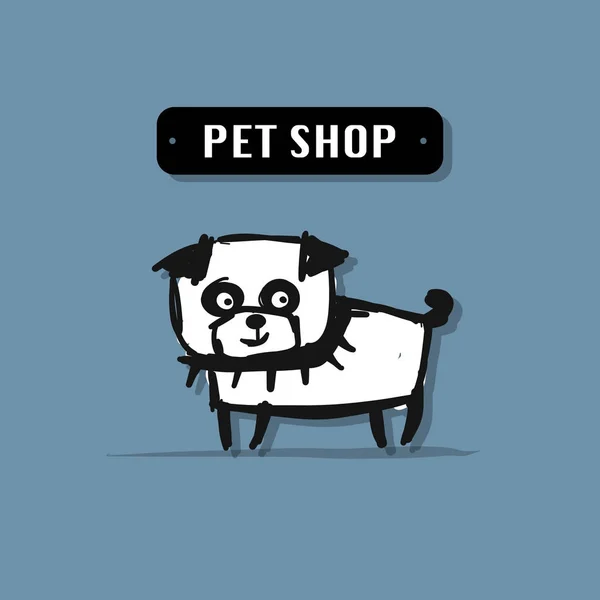 Komik köpek, evde beslenen hayvan dükkan logo tasarım için — Stok Vektör