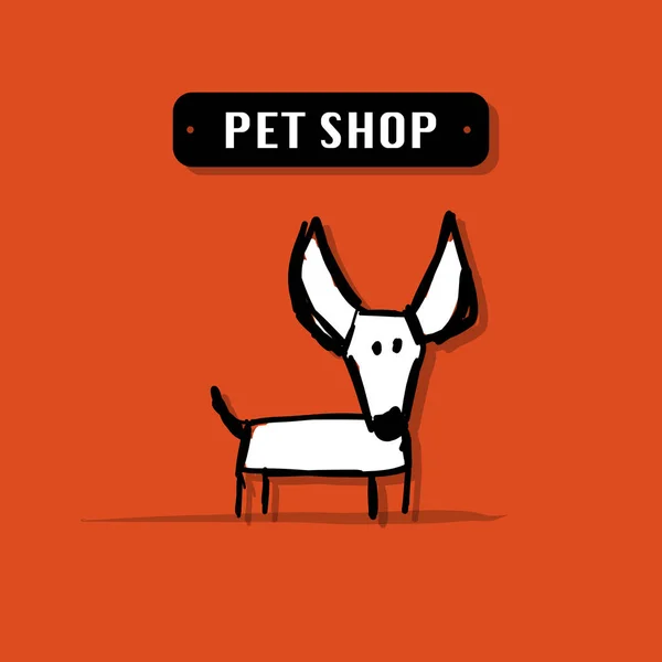 Cão engraçado, logotipo da loja de animais de estimação para o seu design — Vetor de Stock