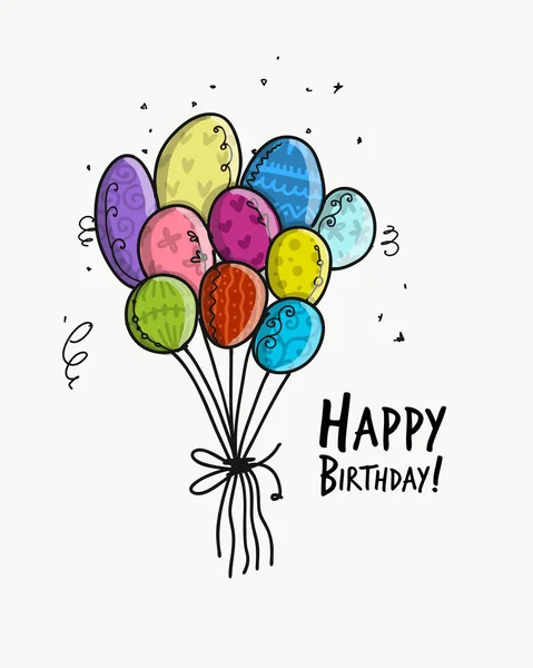 Tarjeta de cumpleaños con globos para tu diseño — Vector de stock