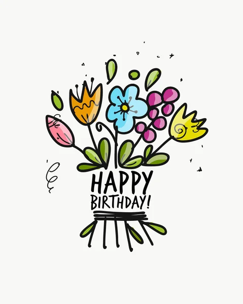 Tarjeta de cumpleaños floral para su diseño — Archivo Imágenes Vectoriales