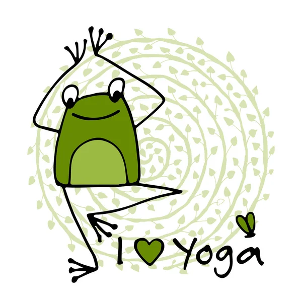 Rana divertente di yoga, schizzo per il vostro disegno — Vettoriale Stock