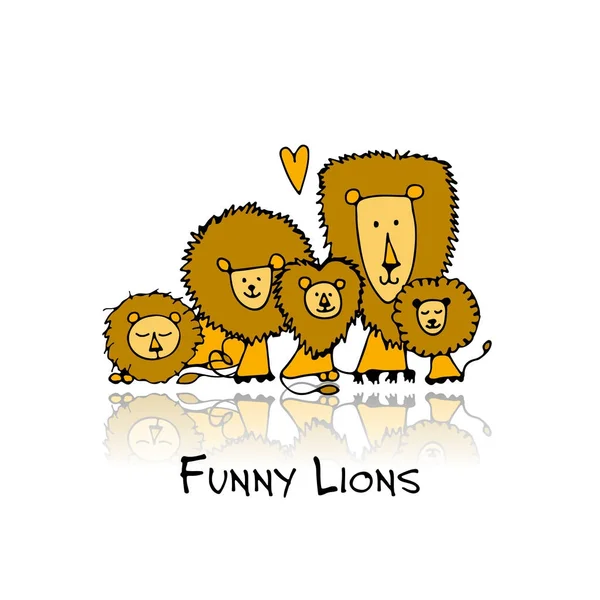 Αστείο, λιοντάρια, σκίτσο για το σχέδιό σας — Διανυσματικό Αρχείο