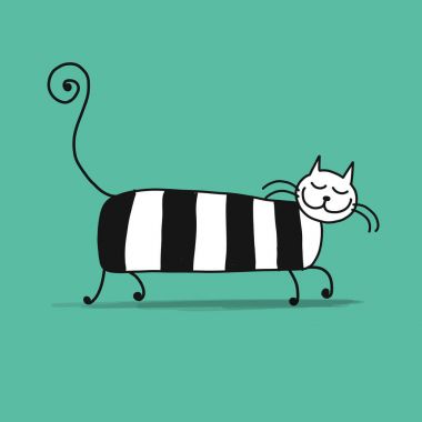 Şirin çizgili kedi, tasarımınız için kroki